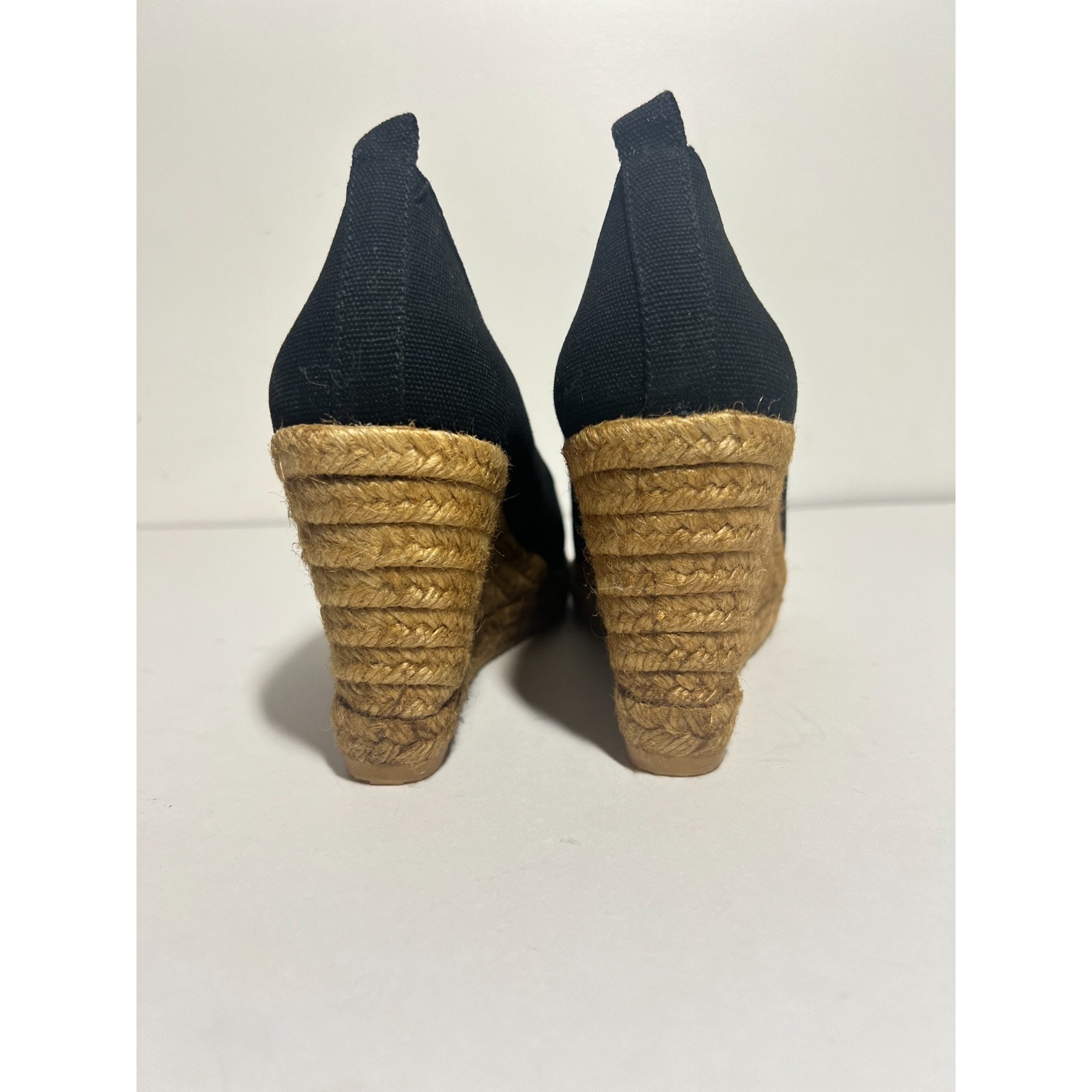 Viscata Euc Black Canvas Marquesa Espadrille 3.5" Wedge Shoe Sandal 41 Eu 10 Us — image 8 of 8